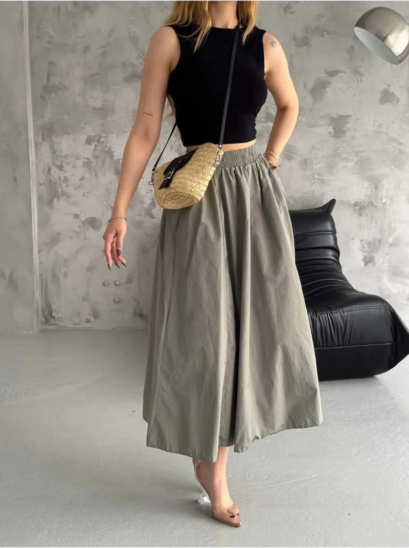 Işılda Fashion Women's Clothing Parachute Fabric Long Skirt
