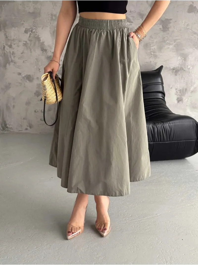 Işılda Fashion Women's Clothing Parachute Fabric Long Skirt