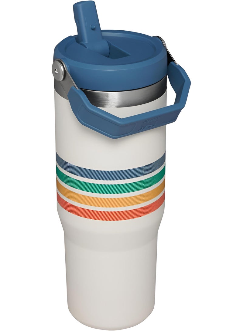 Stanley IceFlow Flip Straw Tumbler, 30oz - Cream Stripe | Vacuum Insulated Stainless Steel Water Bottle | Leak-Resistant, Car Cup Holder Compatible | Keeps Cold for 12 Hours - Image 3