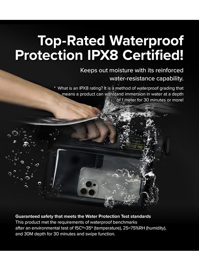 Ringke Waterproof Sling Bag IPX8 Underwater Phone Case Pouch One Touch Lock Air Pocket Float Universal Durable Crossbody Dry Bag with Adjustable Strap -Black - Image 2