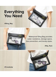 Ringke Waterproof Sling Bag IPX8 Underwater Phone Case Pouch One Touch Lock Air Pocket Float Universal Durable Crossbody Dry Bag with Adjustable Strap -Black  - Image 3