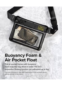 Ringke Waterproof Sling Bag IPX8 Underwater Phone Case Pouch One Touch Lock Air Pocket Float Universal Durable Crossbody Dry Bag with Adjustable Strap -Black  - Image 5