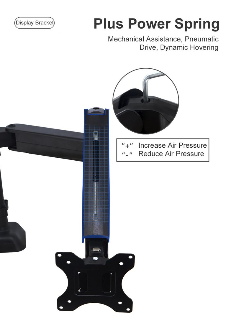 Glanfen - Single Monitor Stand for 17-32 Inch Monitors,Desktop Gas Spring Lifts and Rotates Monitor Stand Holds 2-9kg - Image 1