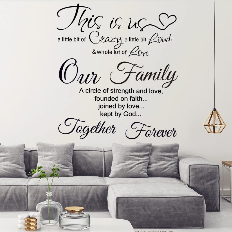 Rotumaty Family Quotes Wall Decals This is Us Wall Decor Vinyl Wall Stickers for Living Room Bedroom Inspirational Art Wall Decorations for Home Office Teen Dorm - Image 2