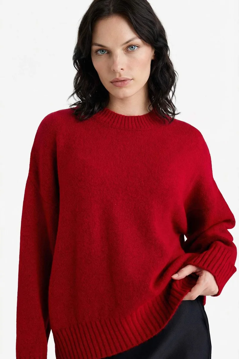 ديفاكتو Oversize Crew Neck Knitwear Pullover