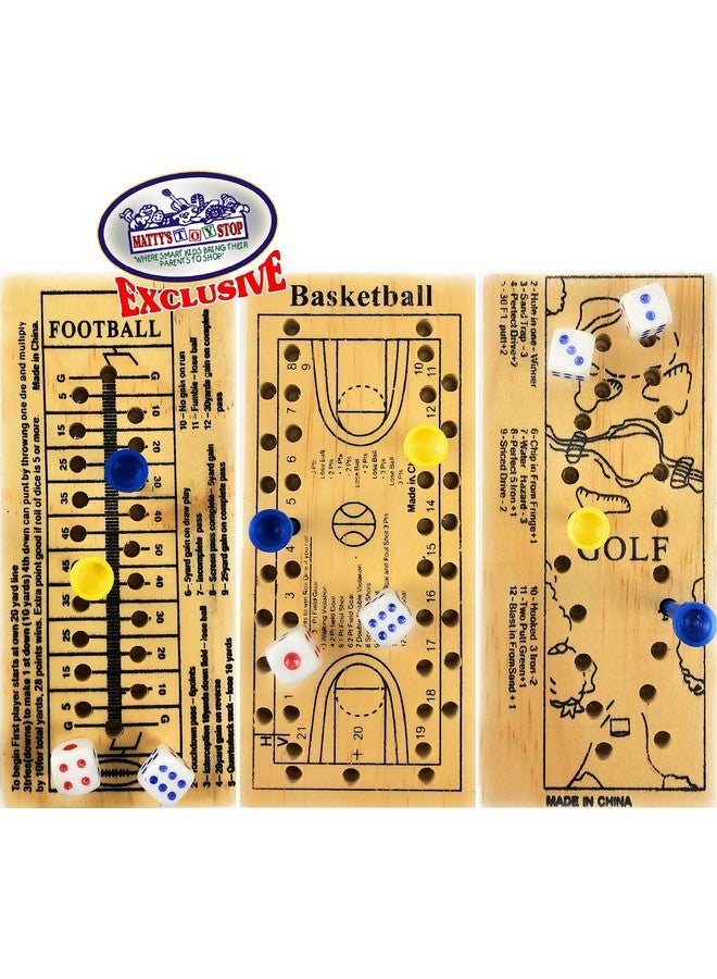 Matty's Toy Stop Deluxe Classic Peg Games Wood Puzzles (Baseball, Basketball, Bowling, Conqueror, Football, Golf, Mill & Tic Tac Toe) Gift Set Bundle with Bonus Storage Bag - 8 Pack - Image 3