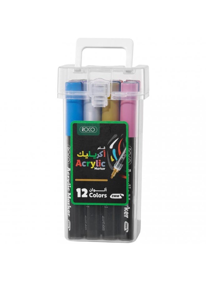 ROCO Acrylic Paint Marker Graphic Pen Set of 12 Colors - Image 1