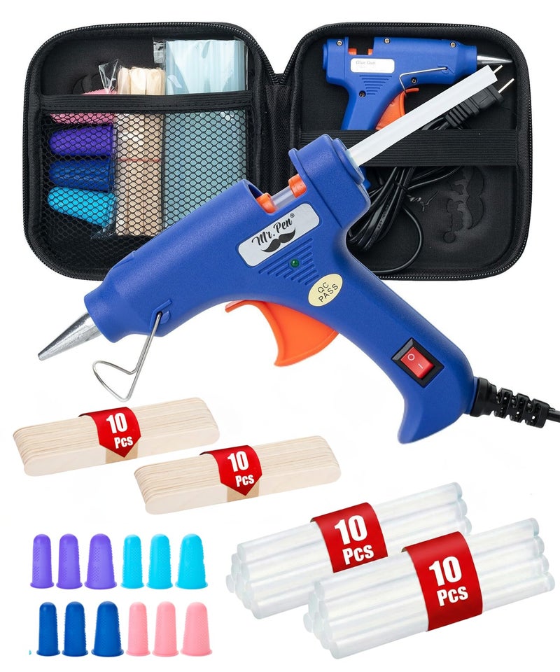 Mr. Pen- Mini Hot Glue Gun Kit with 20 Glue Sticks and 20 Popsicle Sticks & 8 Finger Protector - Fast Preheating Hot Melt Gun, High Temp for School Crafts DIY Arts and Quick Home Repairs - Image 1