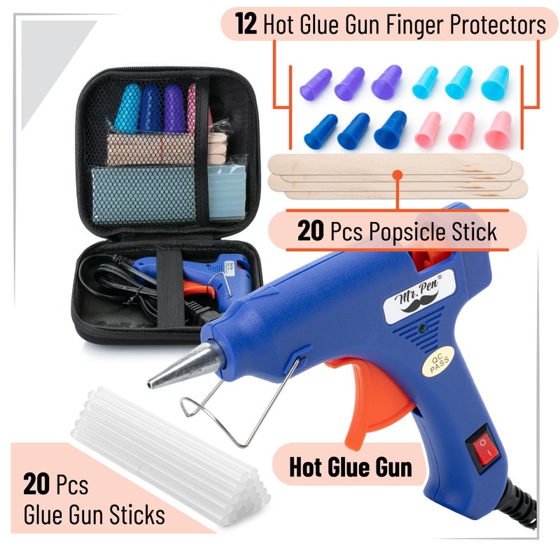 Mr. Pen- Mini Hot Glue Gun Kit with 20 Glue Sticks and 20 Popsicle Sticks & 8 Finger Protector - Fast Preheating Hot Melt Gun, High Temp for School Crafts DIY Arts and Quick Home Repairs - Image 2