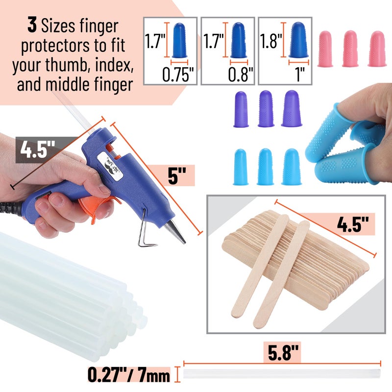 Mr. Pen- Mini Hot Glue Gun Kit with 20 Glue Sticks and 20 Popsicle Sticks & 8 Finger Protector - Fast Preheating Hot Melt Gun, High Temp for School Crafts DIY Arts and Quick Home Repairs - Image 3
