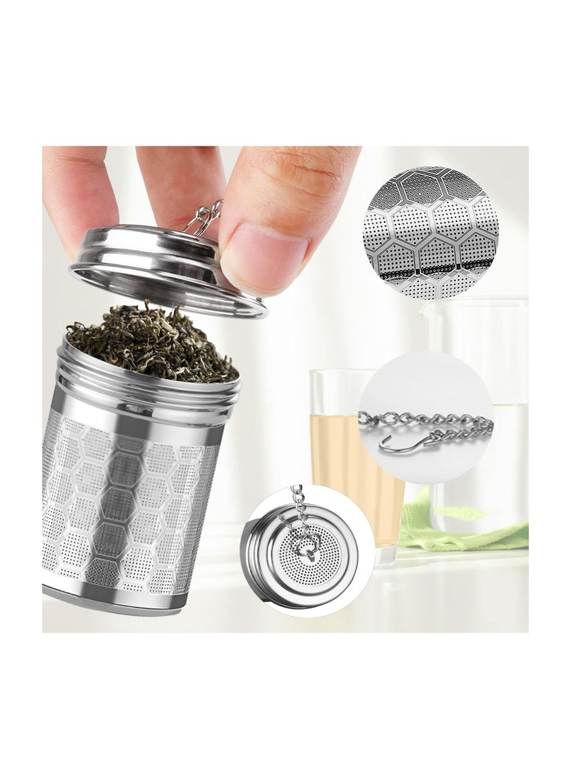 SYOSI مصافي شاي من الفولاذ المقاوم للصدأ، مصفاة شاي 304 من الفولاذ، مصفاة شاي للأوراق السائبة مع سلسلة لتعليقها، فلتر شاي بشبكة دقيقة، سلة مصفاة للشاي مع صينية لتقطير الشاي وشفاط لتوكيب الشاي، كوب، فنجان - Image 2
