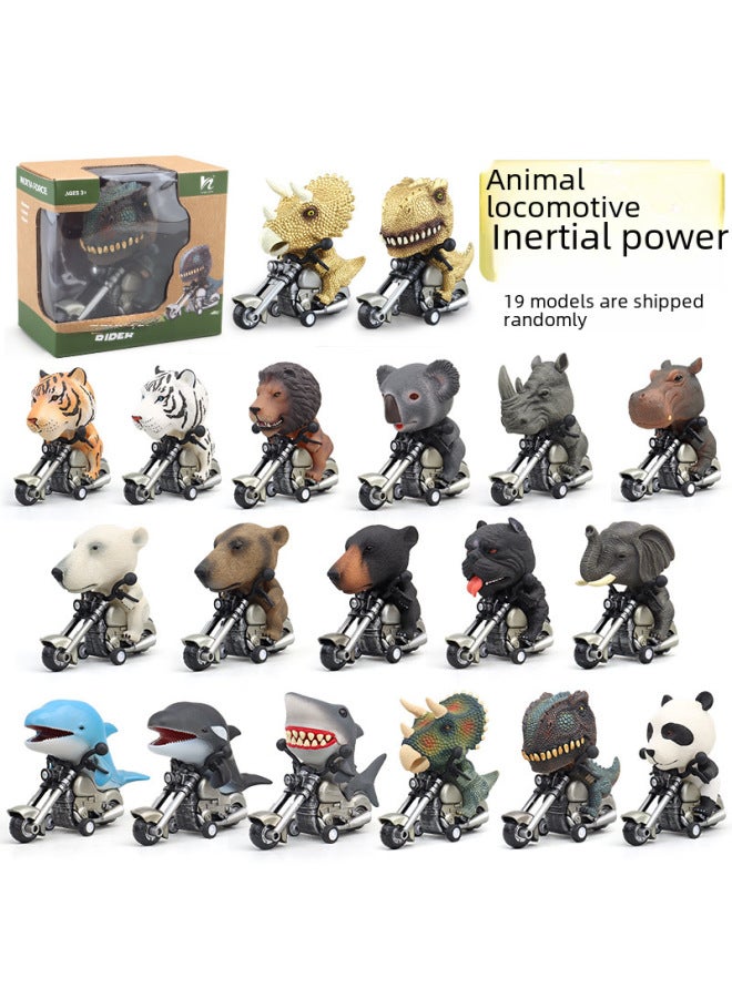 Children's Toys 19 Hand-painted Inertia Motorcycle Simulation Dinosaur Animal Motorcycle Model Toys-Color:Bagged Elephant (motorcycle) - Image 3