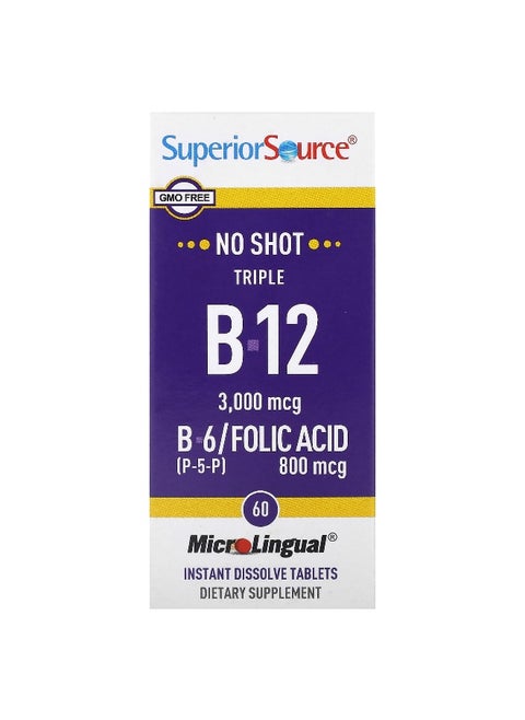 Superior Source, Triple B-12, B-6, Folic Acid, 60 MicroLingual Instant Dissolve Tablets