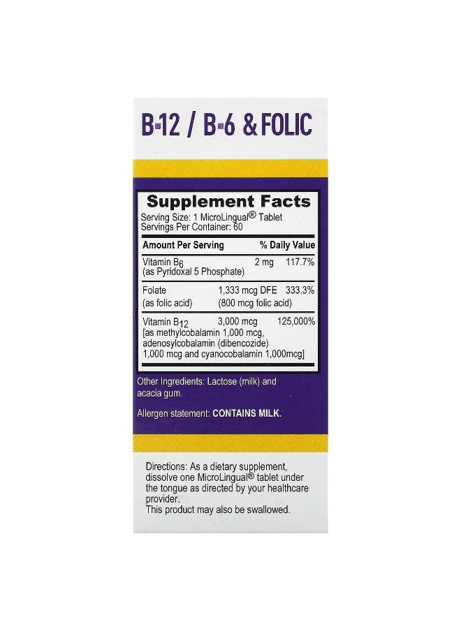 Superior Source Superior Source, Triple B-12, B-6, Folic Acid, 60 MicroLingual Instant Dissolve Tablets  - Image 2