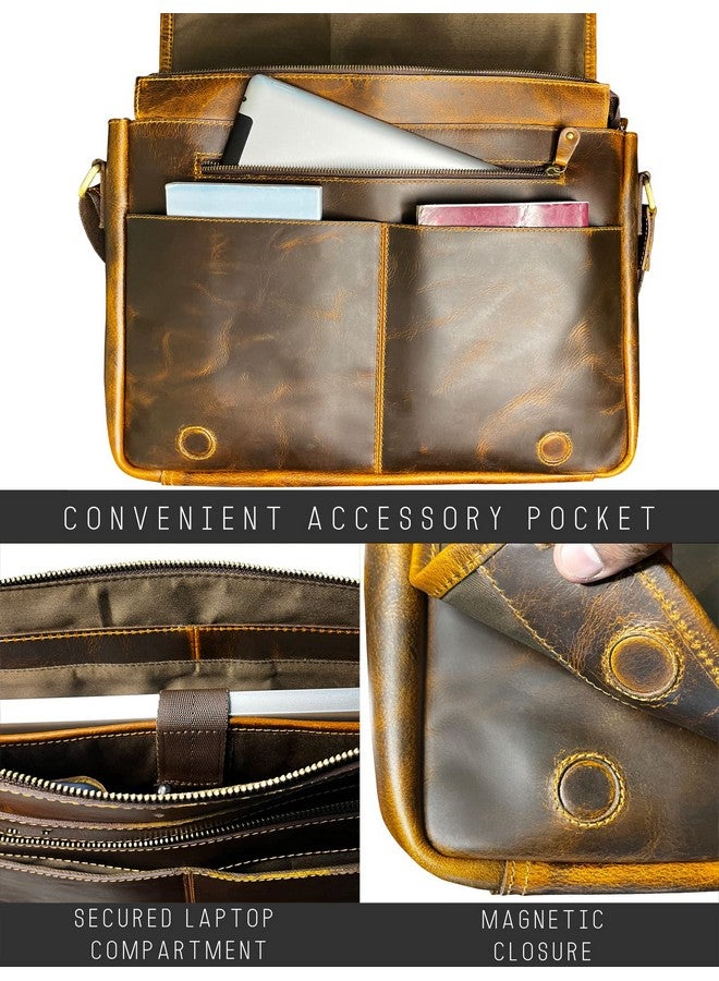 Rustic Town RUSTIC TOWN Leather Laptop Bag for Men - 16" Messenger Crossbody Bag - Ideal for Office, College & Travel - Durable Shoulder Bag - Gift for Men  - Image 3
