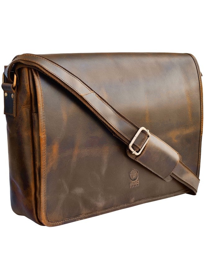 Rustic Town RUSTIC TOWN Leather Laptop Bag for Men - 16" Messenger Crossbody Bag - Ideal for Office, College & Travel - Durable Shoulder Bag - Gift for Men  - Image 1