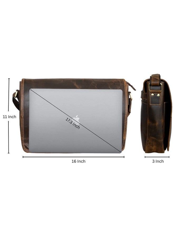 Rustic Town RUSTIC TOWN Leather Laptop Bag for Men - 16" Messenger Crossbody Bag - Ideal for Office, College & Travel - Durable Shoulder Bag - Gift for Men  - Image 2