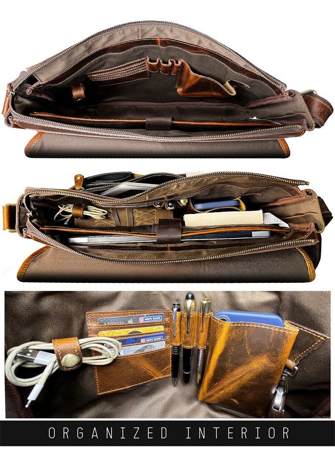 Rustic Town RUSTIC TOWN Leather Laptop Bag for Men - 16" Messenger Crossbody Bag - Ideal for Office, College & Travel - Durable Shoulder Bag - Gift for Men  - Image 4