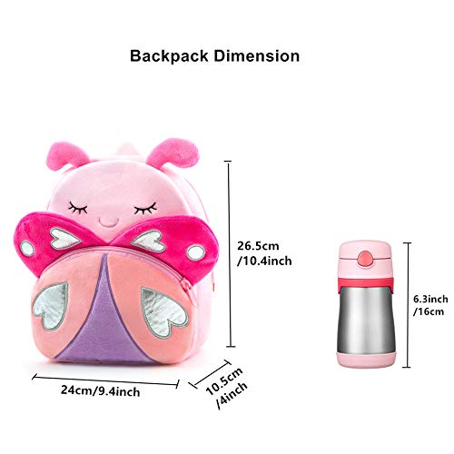 NICE CHOICE Cute Toddler Backpack Toddler Bag Plush Animal Cartoon Mini Travel Bag for Baby Girl Boy 2-6 Years(Pink Butterfly) - Image 4