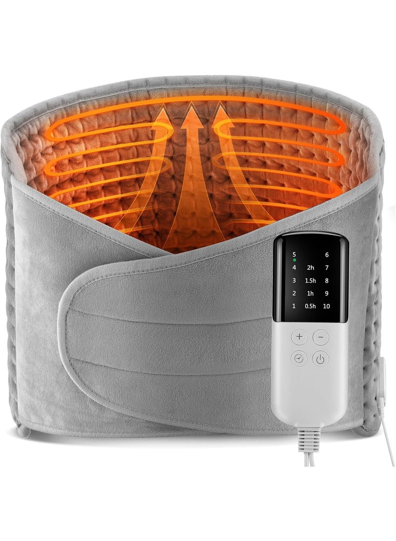 وسادة تدفئة كهربائية 50x12" – حزام للخصر لتخفيف آلام الظهر، الرقبة، الكتف والبطن – 10 مستويات حرارة و4 إعدادات توقيت - Image 1