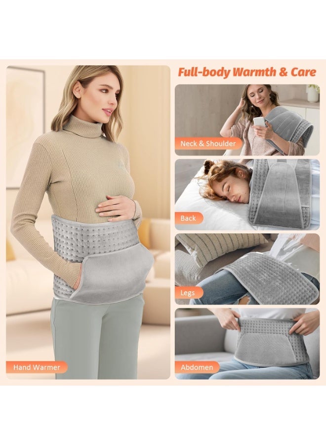 وسادة تدفئة كهربائية 50x12" – حزام للخصر لتخفيف آلام الظهر، الرقبة، الكتف والبطن – 10 مستويات حرارة و4 إعدادات توقيت - Image 5