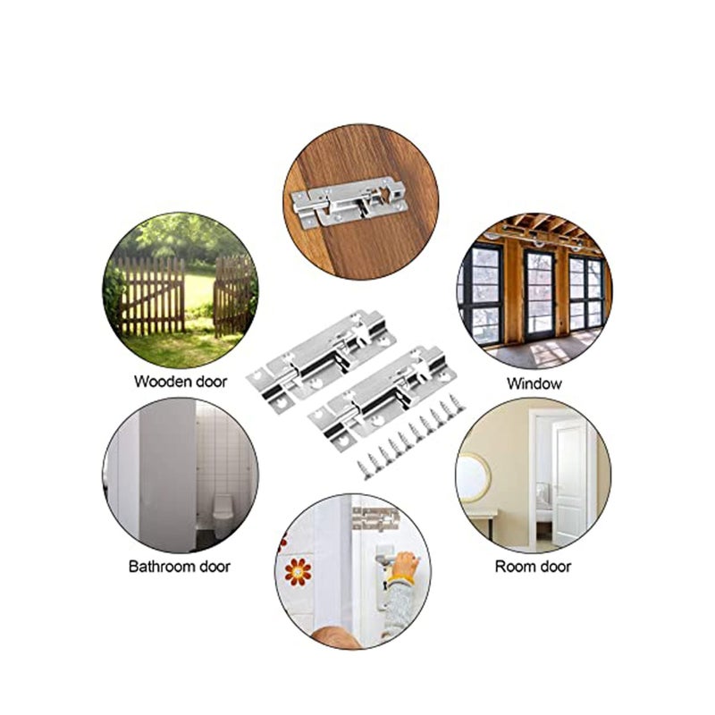 SOLARAE Door Bolt Lock Sliding Latch Lock with Screws 3 Inch Stainless Steel Sliding Latch Lock - 2 Pack Door Bolt Barrel Sliding Latch Lock Catch Latch Slide Bolt for All Type of Internal Doors - Image 3