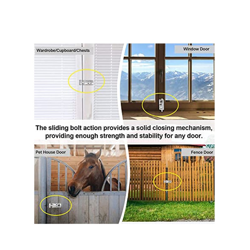 SOLARAE Door Bolt Lock Sliding Latch Lock with Screws 3 Inch Stainless Steel Sliding Latch Lock - 2 Pack Door Bolt Barrel Sliding Latch Lock Catch Latch Slide Bolt for All Type of Internal Doors - Image 4