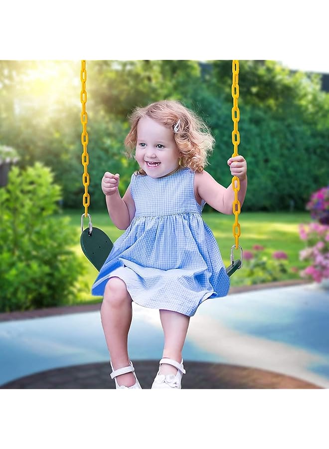 كادي ون سلاسل أرجوحة حديدية للتعليق على الحائط للاستخدام الخارجي، مقعد أرجوحة حديدي شديد التحمل مع قضيب حديدي مغطى بالبلاستيك وسلسلة وخطافات سريعة لغرفة اللعب في الفناء الخلفي (أخضر) - Image 3