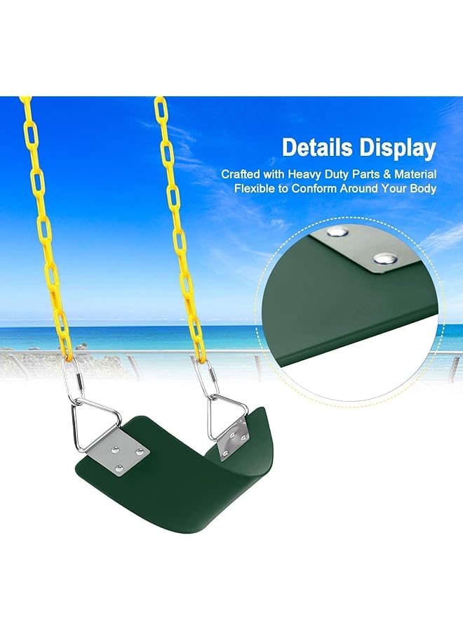 كادي ون سلاسل أرجوحة حديدية للتعليق على الحائط للاستخدام الخارجي، مقعد أرجوحة حديدي شديد التحمل مع قضيب حديدي مغطى بالبلاستيك وسلسلة وخطافات سريعة لغرفة اللعب في الفناء الخلفي (أخضر) - Image 5