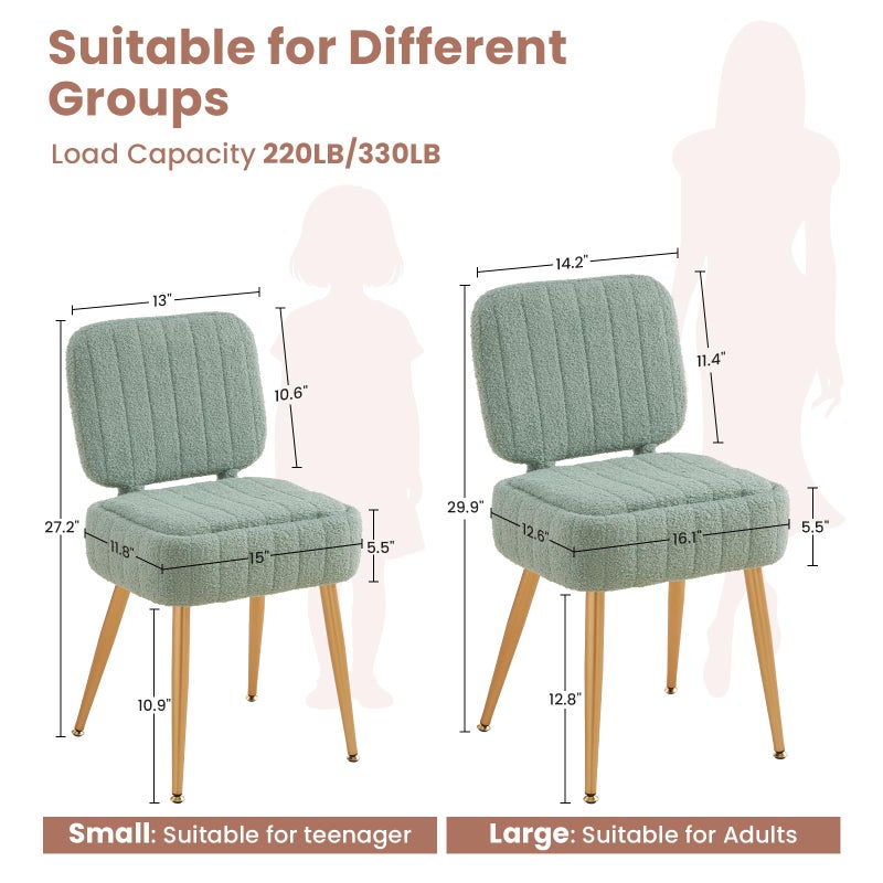 ZYKZYK Updated Vanity Chair, Storage Ottoman with Folding Back & Gold-Toned Metal Legs, Ottoman Seat with Teddy Velvet for Dressing Room Living Room Bedroom, 15" x 12" Inch - Image 2