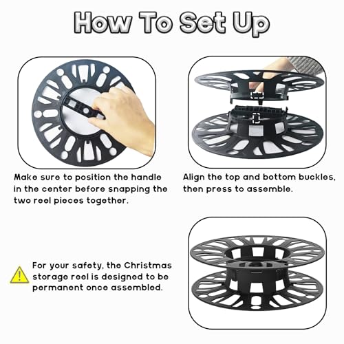 EDSRDUS Christmas Light Storage Reels 3 Spools and Durable Oxford Storage Bag for TangleFree Lights Cord Organization - Image 3