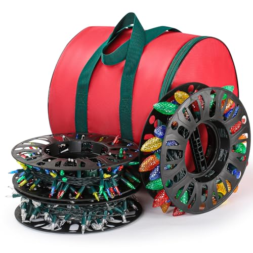 EDSRDUS Christmas Light Storage Reels 3 Spools and Durable Oxford Storage Bag for TangleFree Lights Cord Organization - Image 1