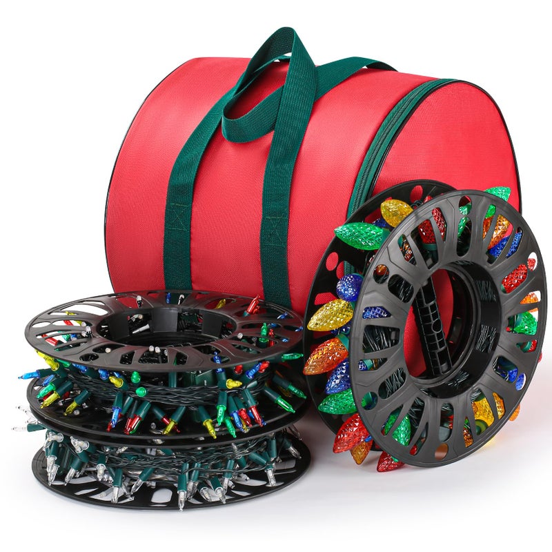 EDSRDUS Christmas Light Storage Reels 3 Spools and Durable Oxford Storage Bag for TangleFree Lights Cord Organization - Image 2