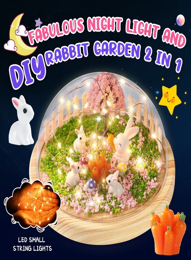 Laclun Make Your Own Night Light ,Rabbit DIY Kits,Bunny Toys for Kids Ages 4-8 ,Arts and Crafts Lamp Project for Girls(USB Upgrade Edition),Gifts for 4 5 6 7 8 9 10 Year Old Girl with Greeting Card - Image 2