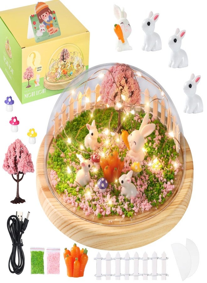 Laclun Make Your Own Night Light ,Rabbit DIY Kits,Bunny Toys for Kids Ages 4-8 ,Arts and Crafts Lamp Project for Girls(USB Upgrade Edition),Gifts for 4 5 6 7 8 9 10 Year Old Girl with Greeting Card - Image 1