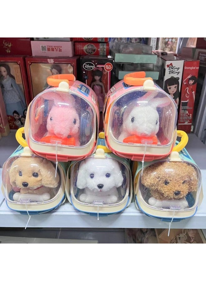Children's Electric Simulation Small White Rabbit Will Call Girls Pet Doll Backpack Dog Gift Puzzle Plush Toy-Color:mc965 Pet Portable Blue Bear-Specifications:【Battery】 Play When You Get It - Image 5