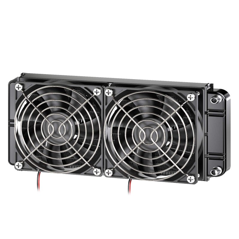 Clyxgs Water Cooling Radiator 12 Pipe Aluminum Heat Exchanger Radiator with Fan for PC CPU Computer Water Cool System DC12V 240mm Black