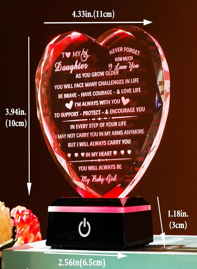 YWHL Gifts for Daughter from Mom Dad, Birthday Gifts for Daughter Adult to My Daughter Crystal Keepsake with Colorful Base Meaningful Gifts for Daughter on Christmas Graduation Thanksgiving Day - Image 4
