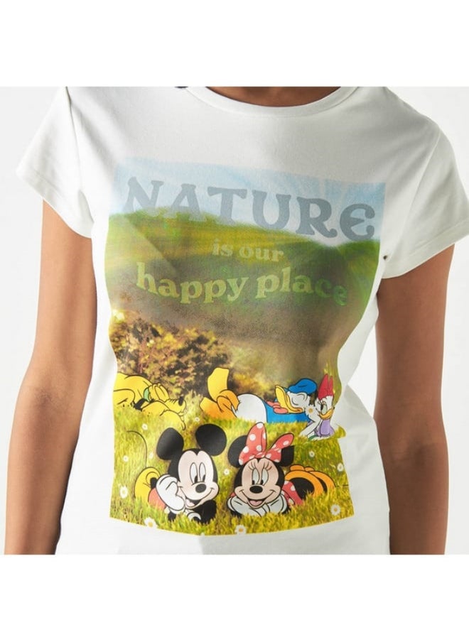 SP Characters Mickey Mouse and Friends Print Round Neck T-shirt with Short Sleeves  - Image 2