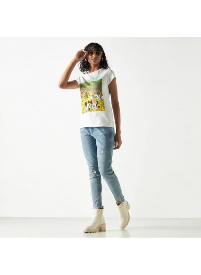 SP Characters Mickey Mouse and Friends Print Round Neck T-shirt with Short Sleeves  - Image 3