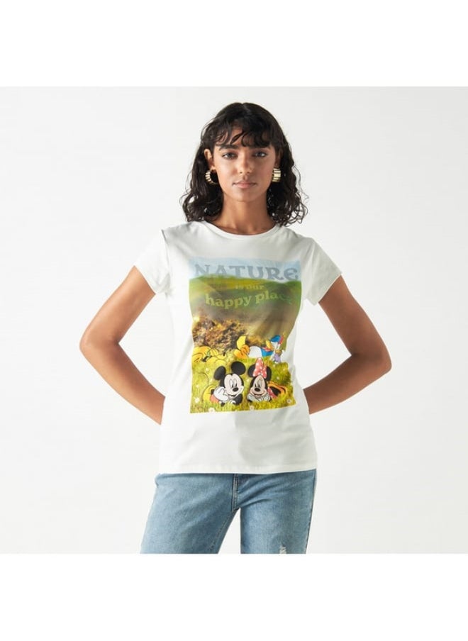 SP Characters Mickey Mouse and Friends Print Round Neck T-shirt with Short Sleeves  - Image 4