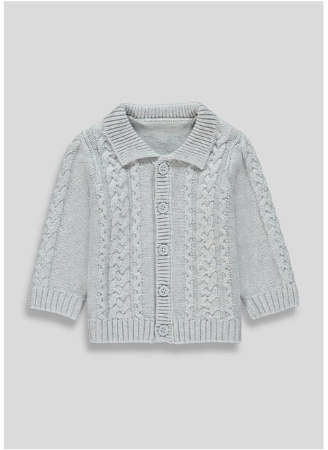 Boys Grey Knitted Shawl Neck Cardigan