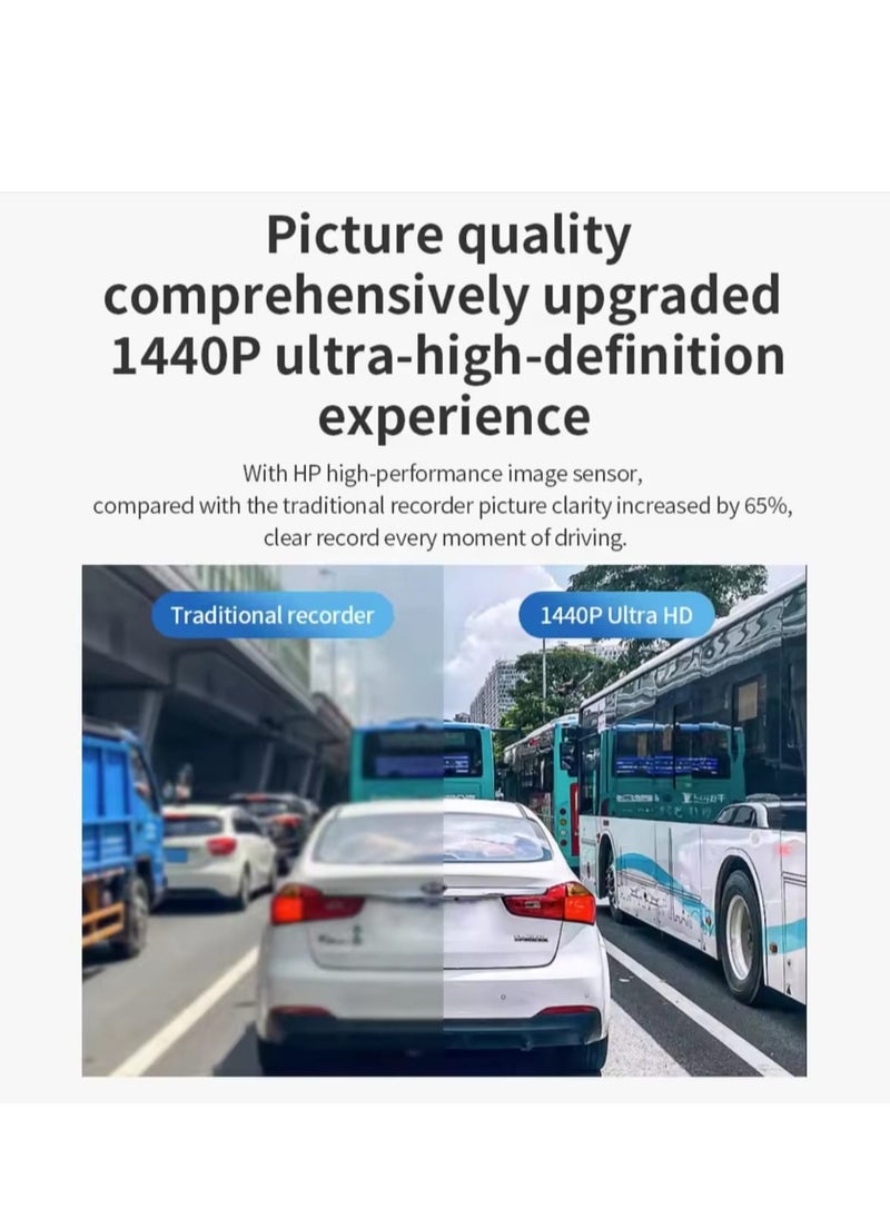 HP - HP Car Camera Dash Cam 2k UHD Night Vision WiFi DVR Video Loop Video Parking Monitor Car Dashcam Auto Dashcam 2k - Image 1