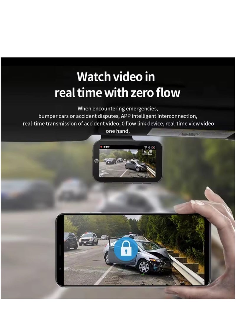 HP - HP Car Camera Dash Cam 2k UHD Night Vision WiFi DVR Video Loop Video Parking Monitor Car Dashcam Auto Dashcam 2k - Image 1