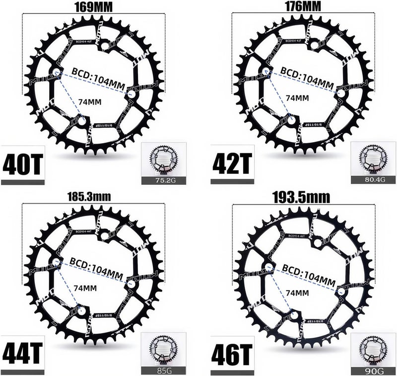 YBEKI Pro-Grade 104BCD Chainring (30-52T) CNC 7075-T6 Aluminum Narrow-Wide MTB/Road Round Oval Bike Chainwheel | Shimano/SRAM 8-11 Speed Compatible | 573MPa Strength (Black Round, 36T) - Image 5