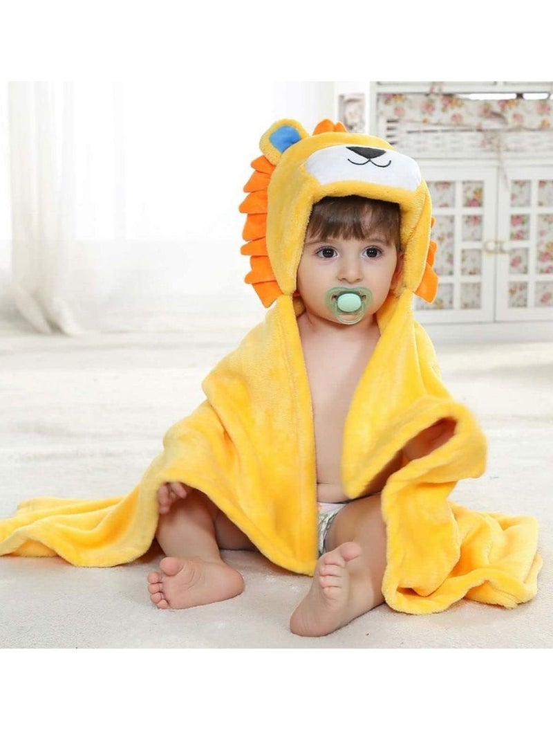 Hooded Towels for Kids 3-13 Years, Premium Beach or Bath Towel, Rabbit Design, Ultra Soft, And Extra Large, 100% Cotton Children's Swimming/Bath Towel with Hood Yellow Lion - Image 2