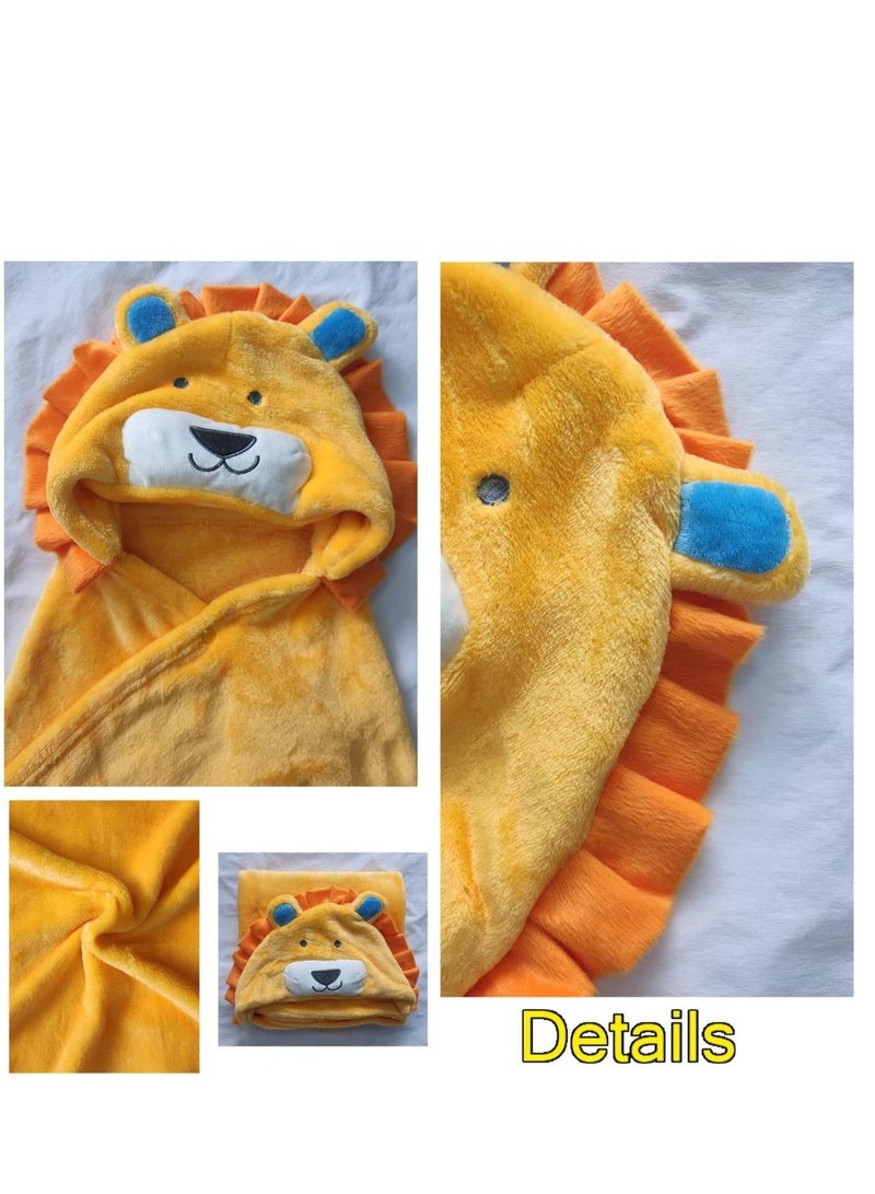 Hooded Towels for Kids 3-13 Years, Premium Beach or Bath Towel, Rabbit Design, Ultra Soft, And Extra Large, 100% Cotton Children's Swimming/Bath Towel with Hood Yellow Lion - Image 5