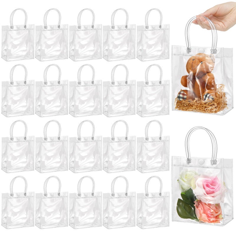 ProSuites 20 Pack Clear Plastic Gift Bags with Handles for Wedding Favors, Small Party Favor Bags 5.1" L x 2.75" W x 5.9" H - Premium Quality, Bulk Packaging Included - Image 1