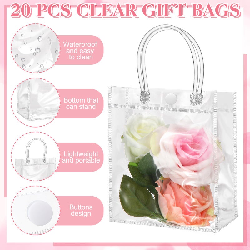 ProSuites 20 Pack Clear Plastic Gift Bags with Handles for Wedding Favors, Small Party Favor Bags 5.1" L x 2.75" W x 5.9" H - Premium Quality, Bulk Packaging Included - Image 4