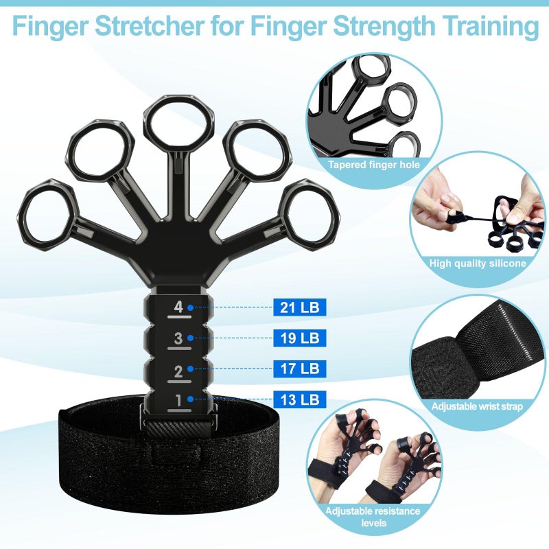 Acotant Grip Strength Trainer(5 Pack) with Finger Exerciser, Hand Grip Strengthener, Finger Stretcher,Grip Ring & Stress Relief Ball for Muscle Building and Injury Recover with Carry Bag - Image 5